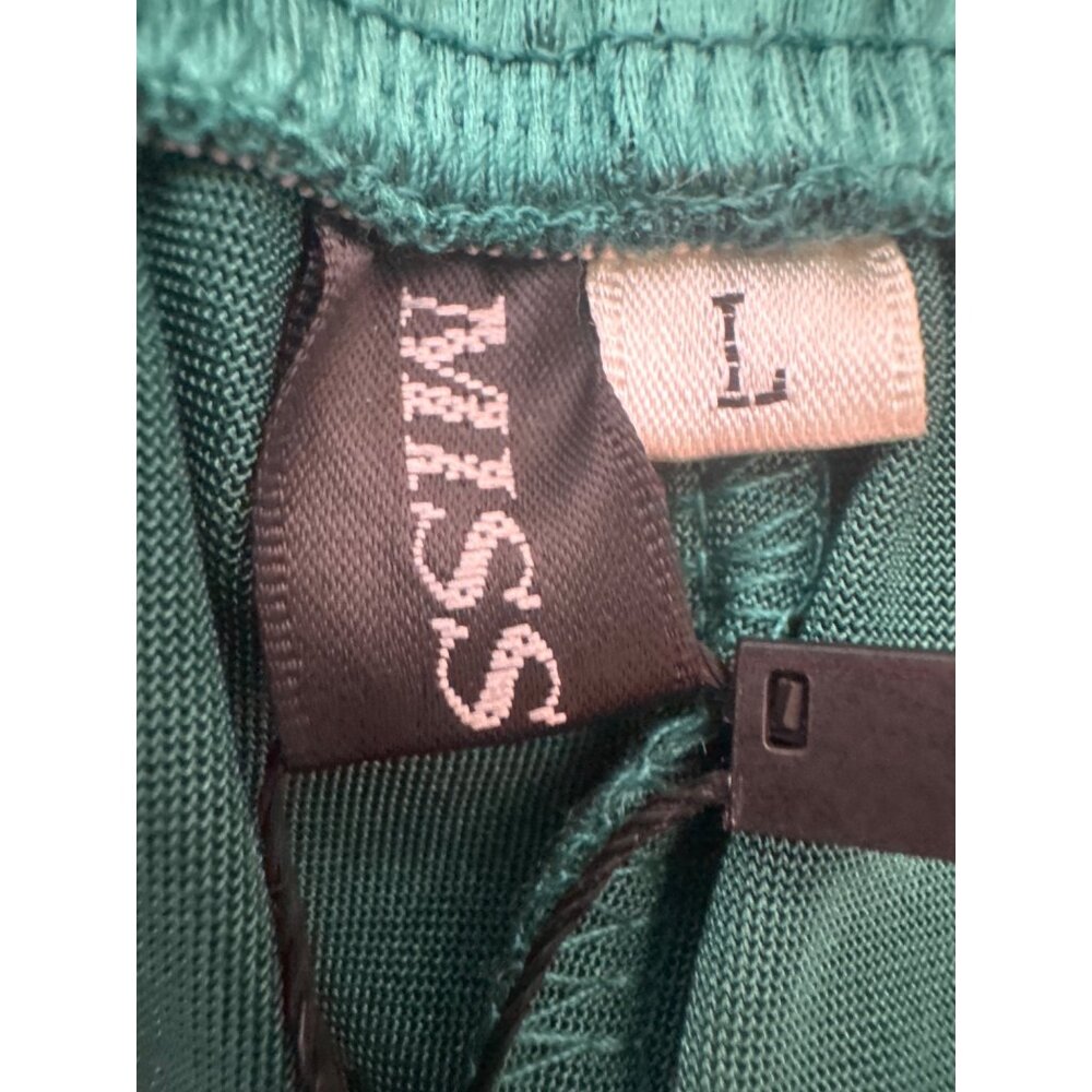 New Miss Ord Emerald Large Green Satin Halter Gown Tie & Plunging Neckline - Picture 3 of 14